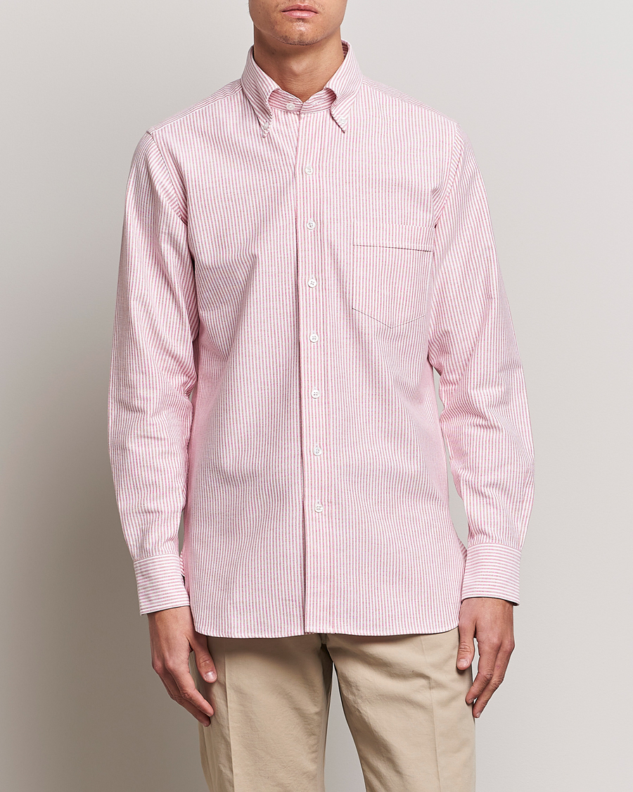 Herre | Oxfordskjorter | Drake's | Striped Button Down Oxford Shirt White/Red