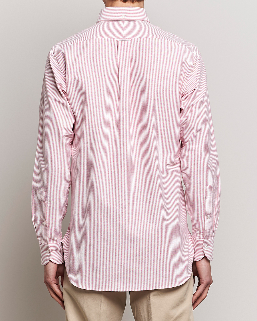 Herre | Skjorter | Drake's | Striped Button Down Oxford Shirt White/Red