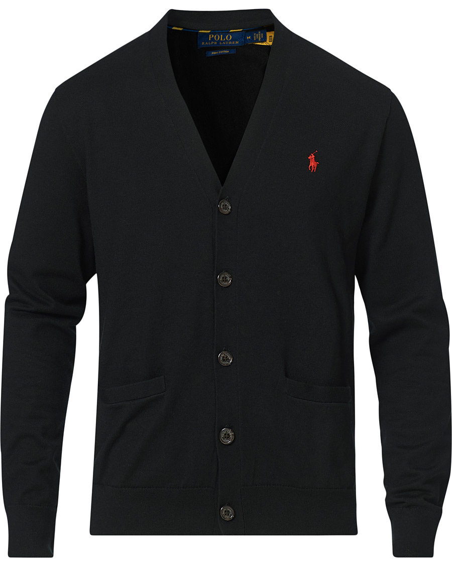 Herre | Trøjer | Polo Ralph Lauren | Pima Cotton Cardigan Polo Black
