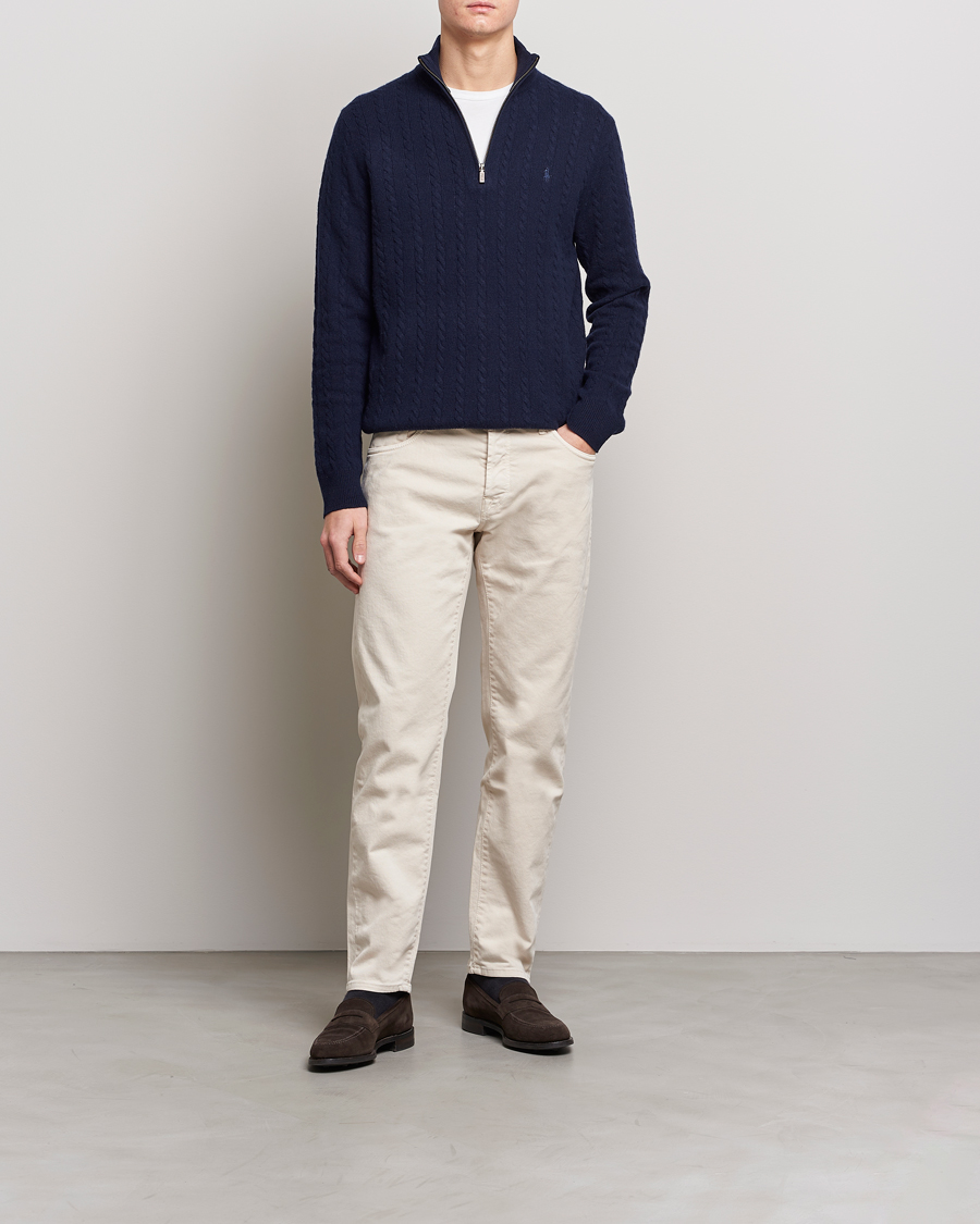 Herre | Trøjer | Polo Ralph Lauren | Cotton/Wool Cable Half-Zip Hunter Navy