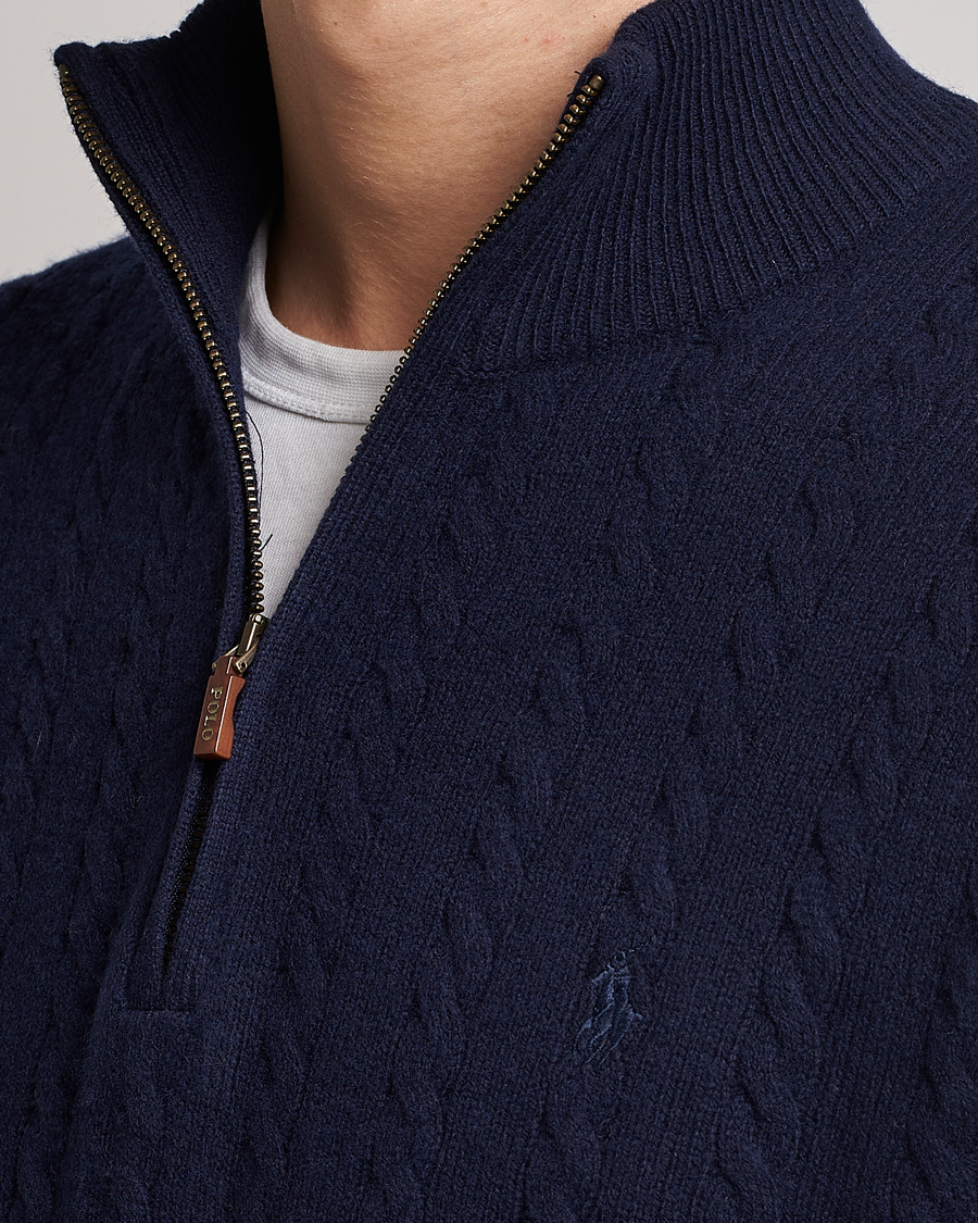 Herre | Trøjer | Polo Ralph Lauren | Cotton/Wool Cable Half-Zip Hunter Navy