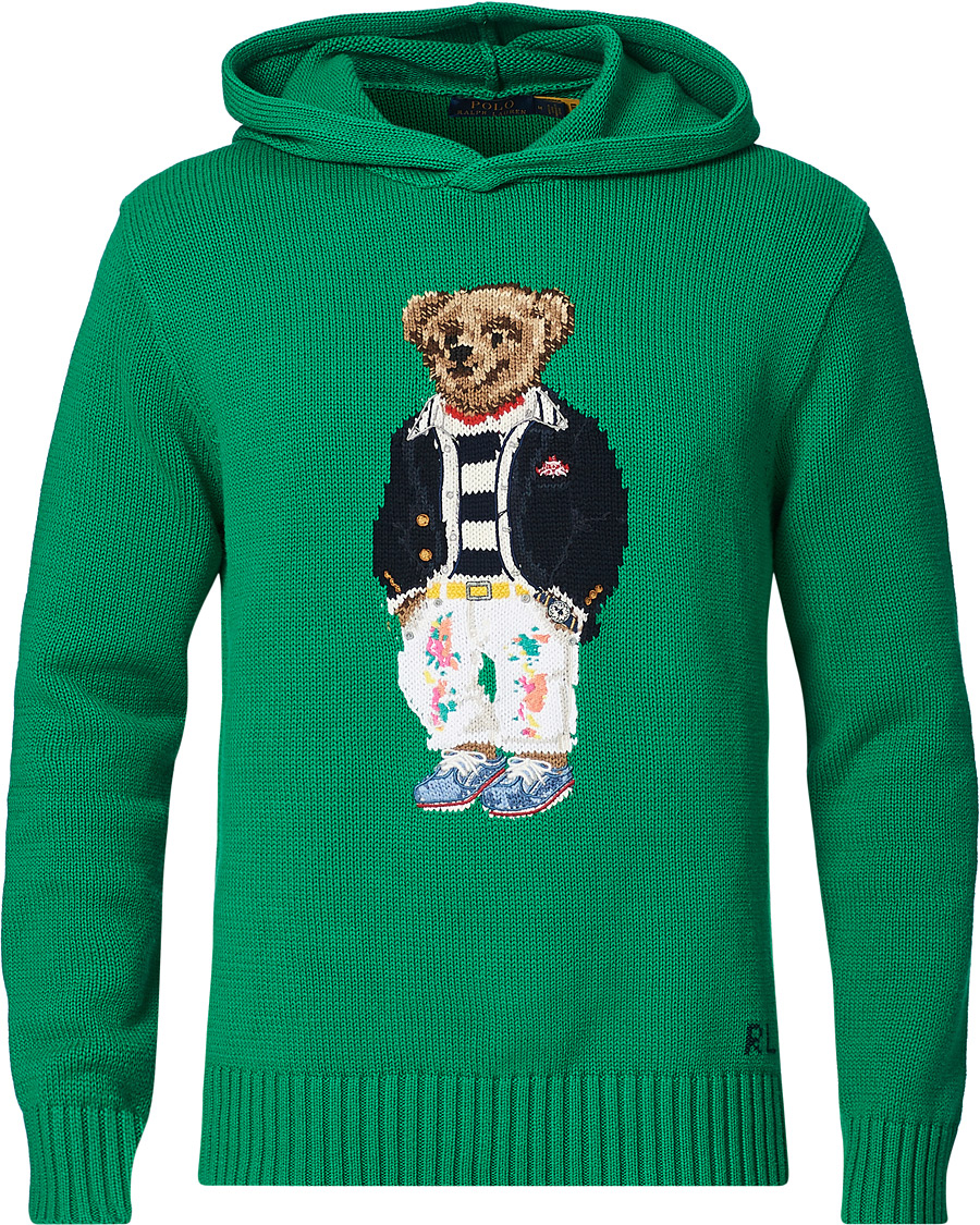 Herre | Trøjer | Polo Ralph Lauren | Knitted Ivy Bear Hoodie Cruise Green