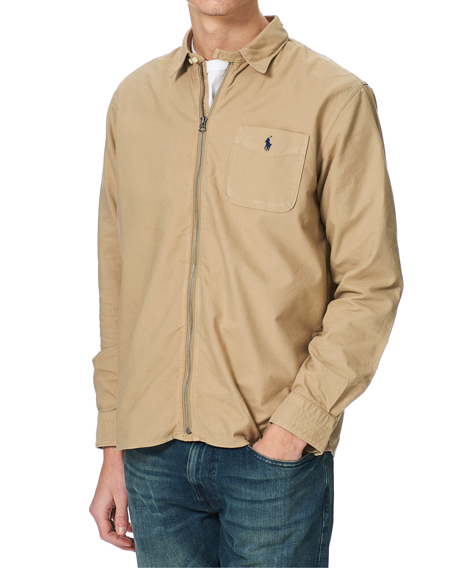 Herre | Skjorter | Polo Ralph Lauren | Garment Dyed Oxford Full-Zip Overshirt Surrey Tan