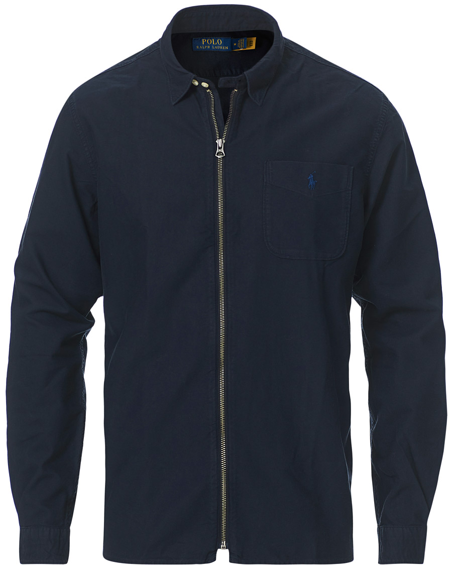 Herre | Skjorter | Polo Ralph Lauren | Garment Dyed Oxford Full-Zip Overshirt RL Navy