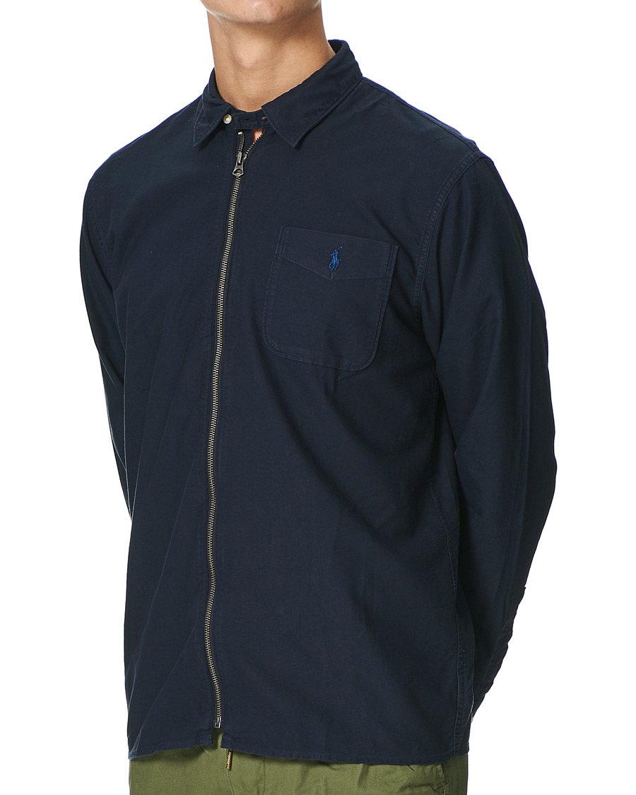 Herre | Skjorter | Polo Ralph Lauren | Garment Dyed Oxford Full-Zip Overshirt RL Navy