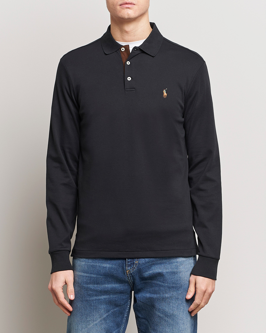 Herre | Udsalg tøj | Polo Ralph Lauren | Luxury Pima Cotton Long Sleeve Polo Black