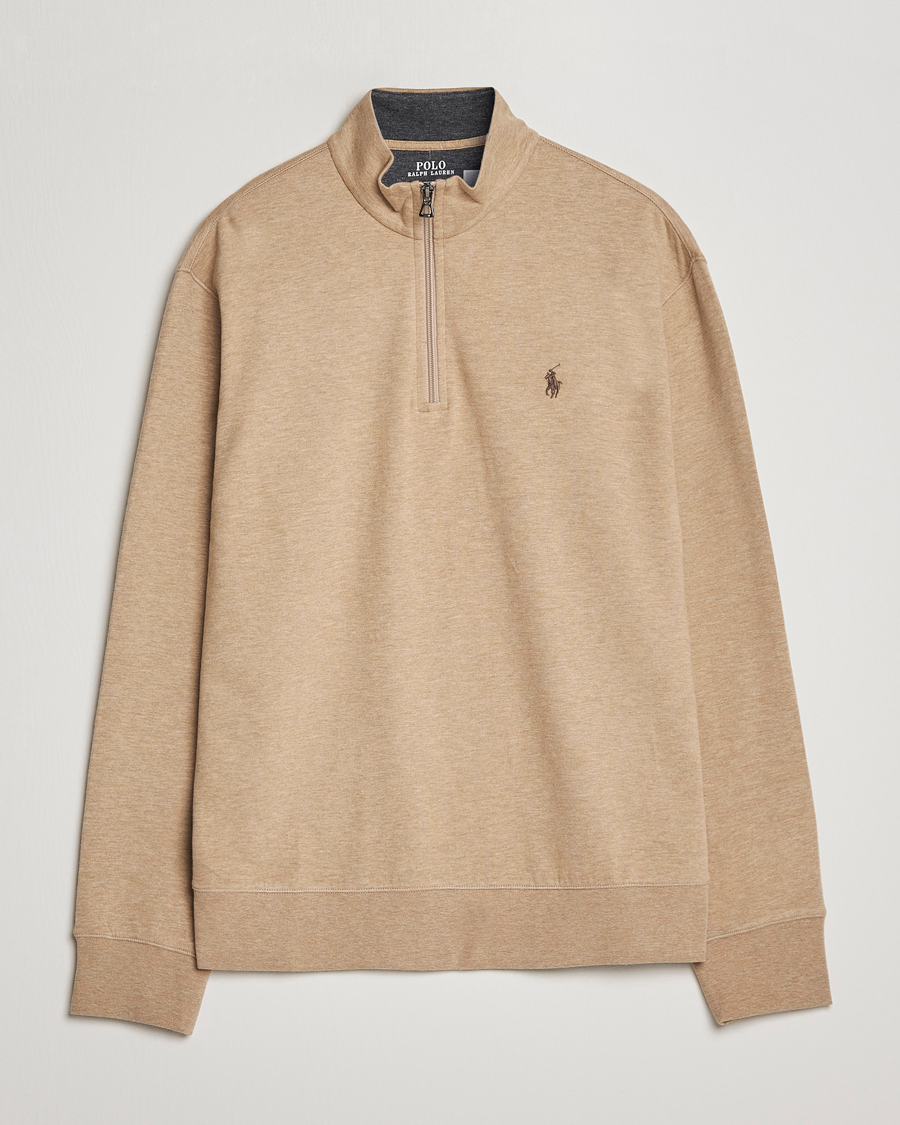 Herre | Trøjer | Polo Ralph Lauren | Double Knit Half-Zip Sweater Café Tan Heather