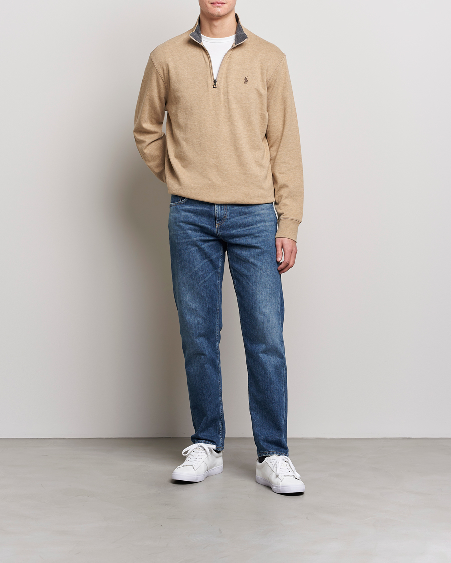 Herre | Trøjer | Polo Ralph Lauren | Double Knit Half-Zip Sweater Café Tan Heather