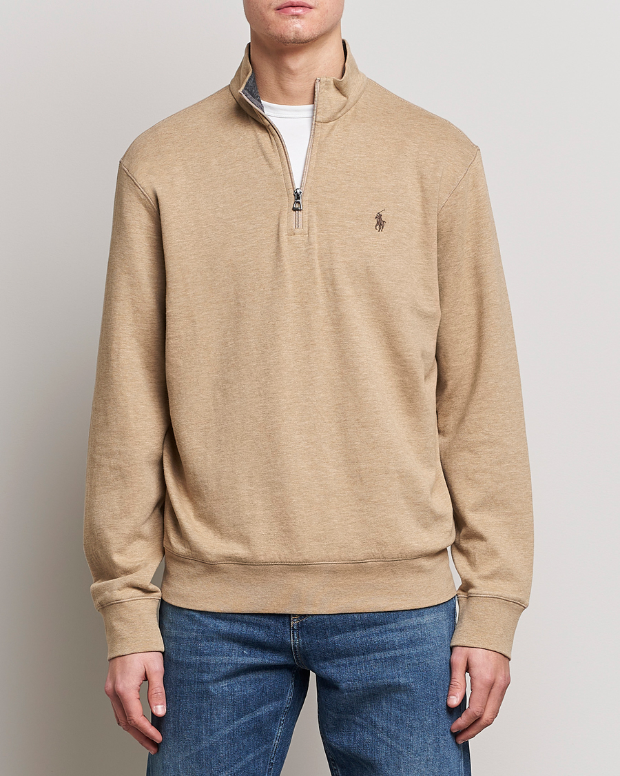 Herre | Half-zip | Polo Ralph Lauren | Double Knit Half-Zip Sweater Café Tan Heather