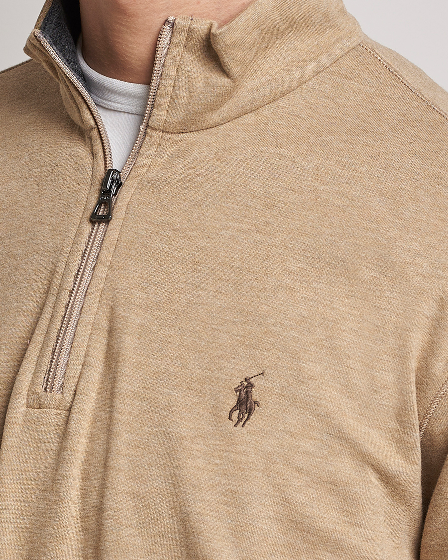 Herre | Trøjer | Polo Ralph Lauren | Double Knit Half-Zip Sweater Café Tan Heather
