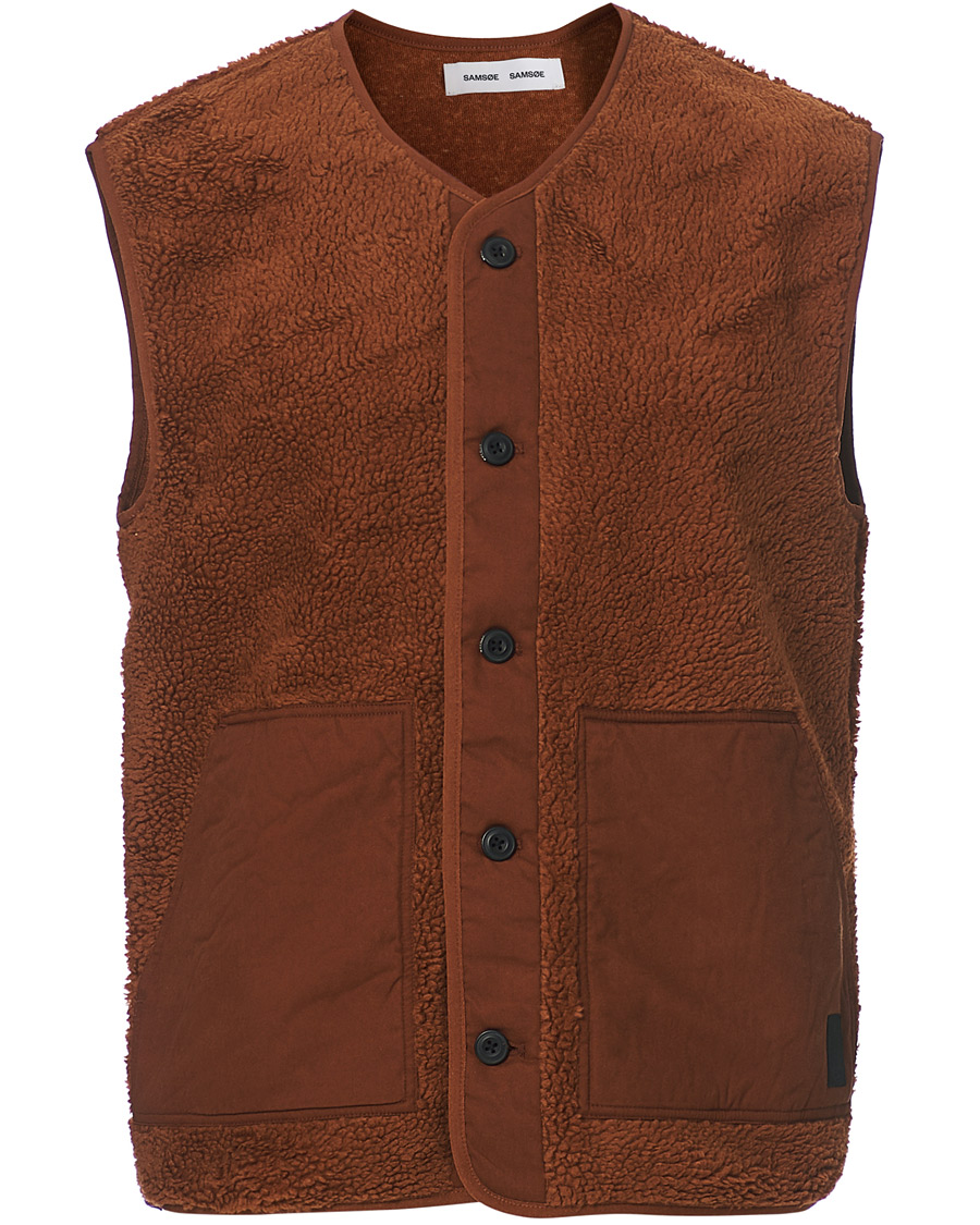 Herre | Trøjer | Samsøe Samsøe | Samsøe & Samsøe Frederik Recycled Fleece Vest Caramel Cafe
