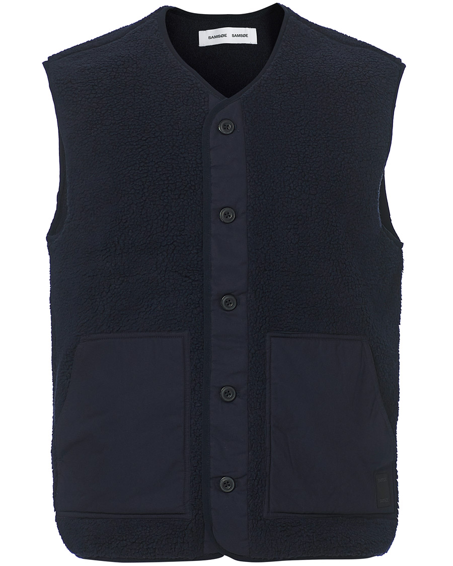 Herre | Trøjer | Samsøe Samsøe | Samsøe & Samsøe Frederik Recycled Fleece Vest Sky Captain
