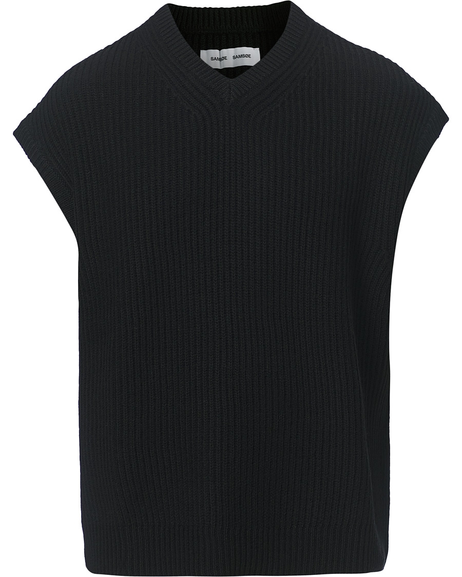 Herre | Trøjer | Samsøe Samsøe | Samsøe & Samsøe Anders Knitted Wool Vest Black