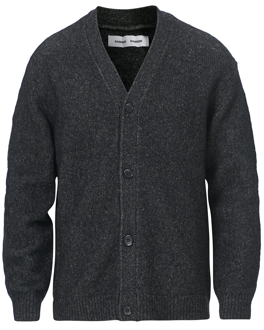 Herre | Trøjer | Samsøe Samsøe | Samsøe & Samsøe Alter Merino Wool Cardigan Dark Grey Mel