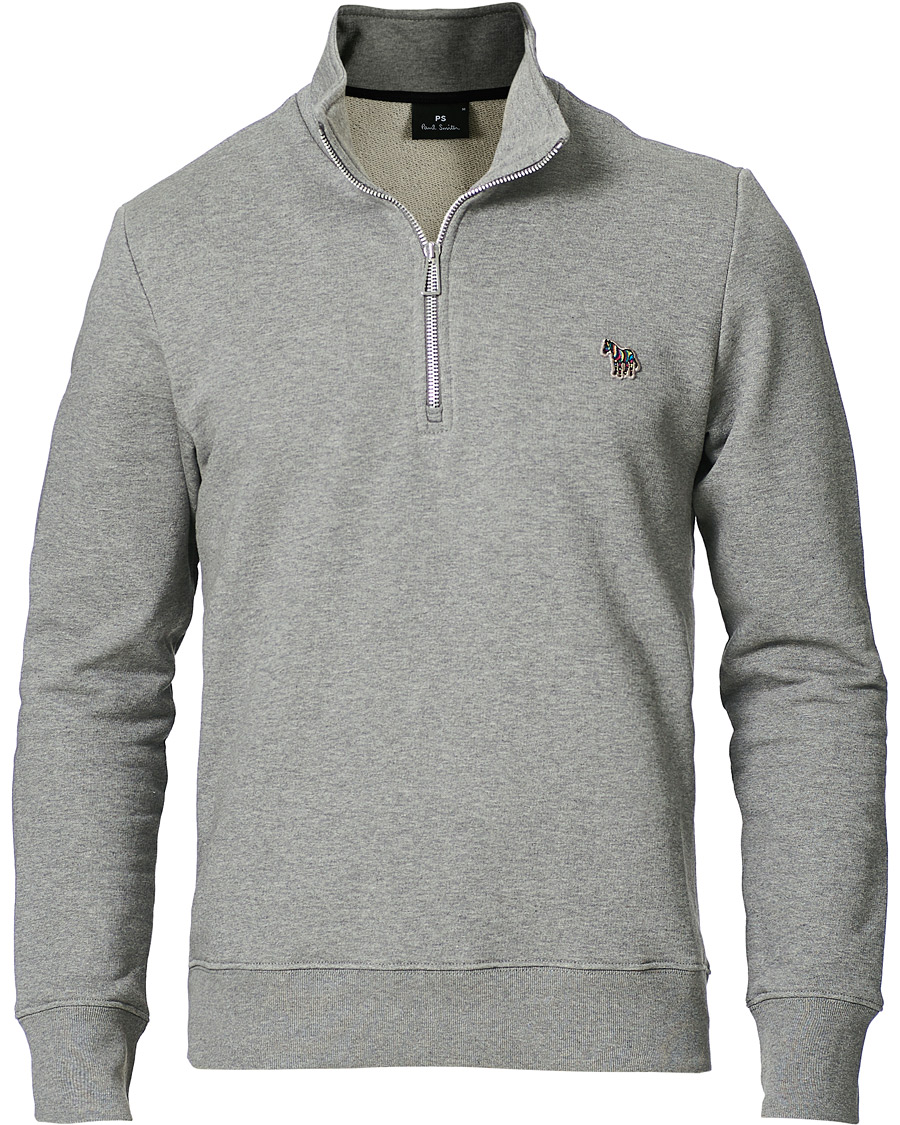 Herre | Trøjer | PS Paul Smith | Regular Fit Zebra Half Zip Sweatshirt Grey Melange