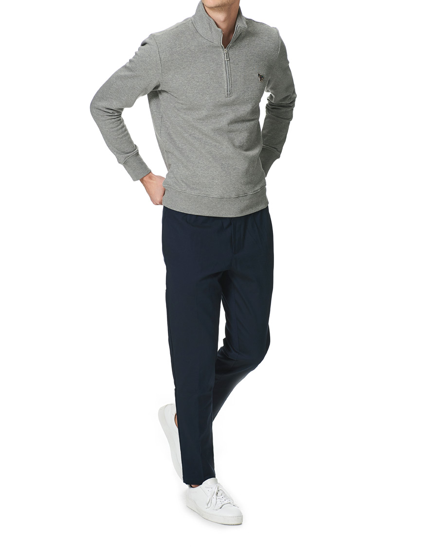 Herre | Trøjer | PS Paul Smith | Regular Fit Zebra Half Zip Sweatshirt Grey Melange