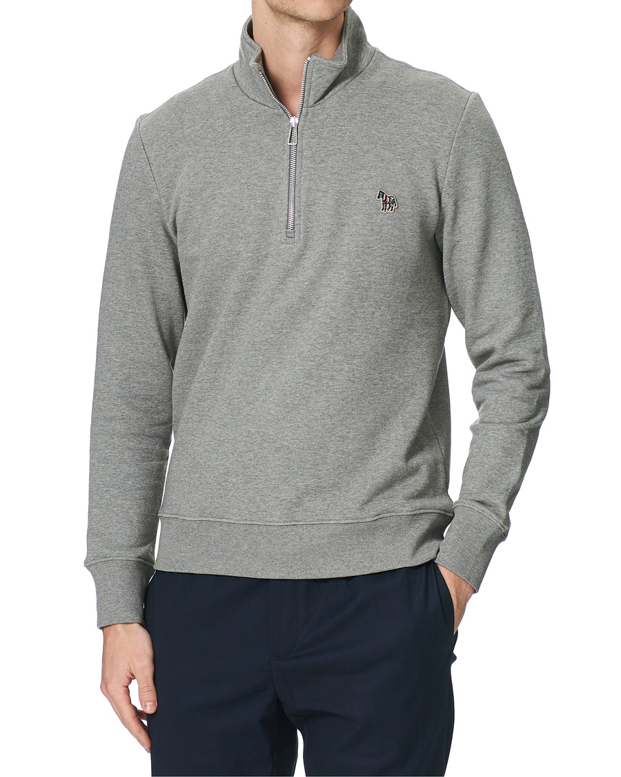 Herre | Trøjer | PS Paul Smith | Regular Fit Zebra Half Zip Sweatshirt Grey Melange