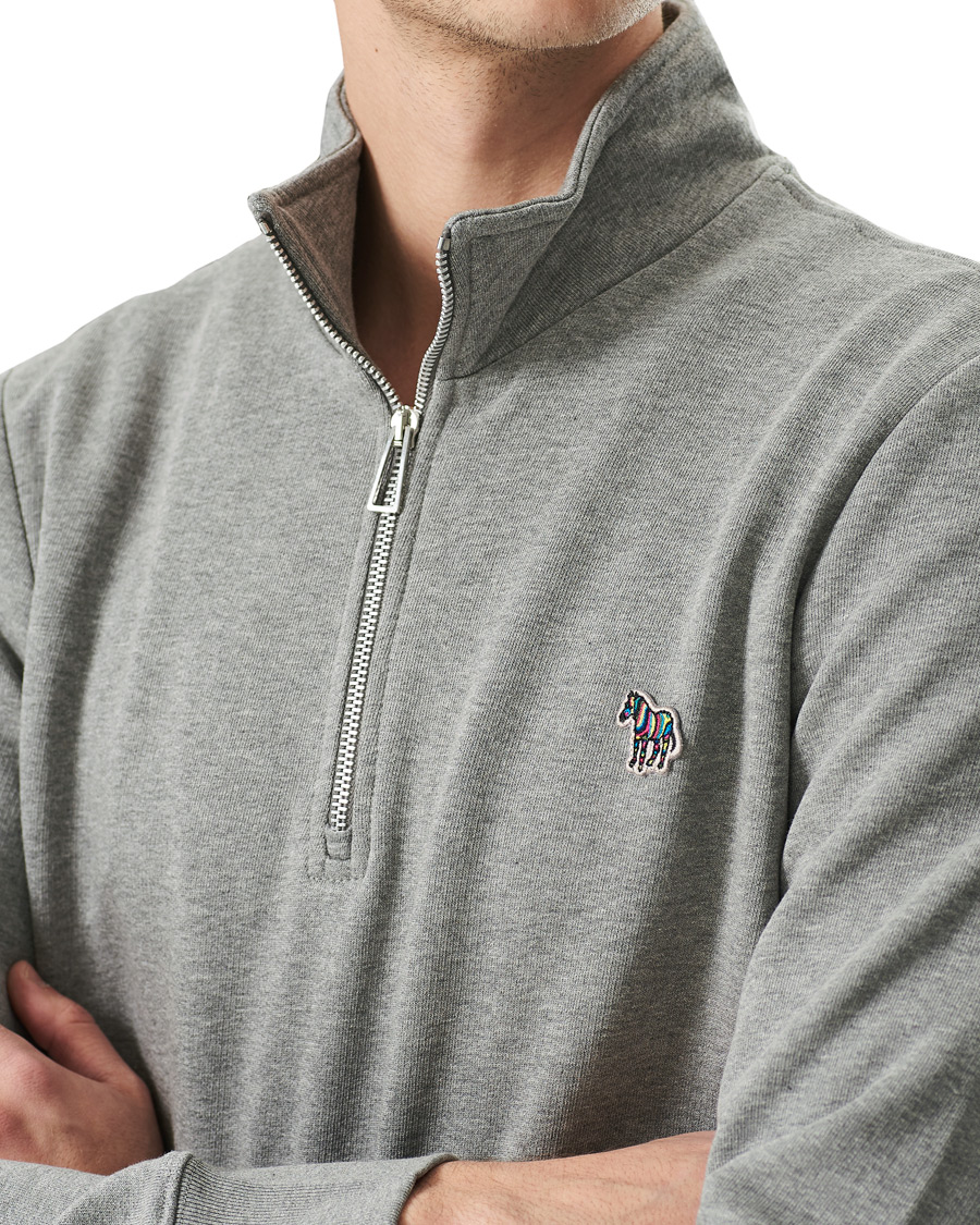 Herre | Trøjer | PS Paul Smith | Regular Fit Zebra Half Zip Sweatshirt Grey Melange