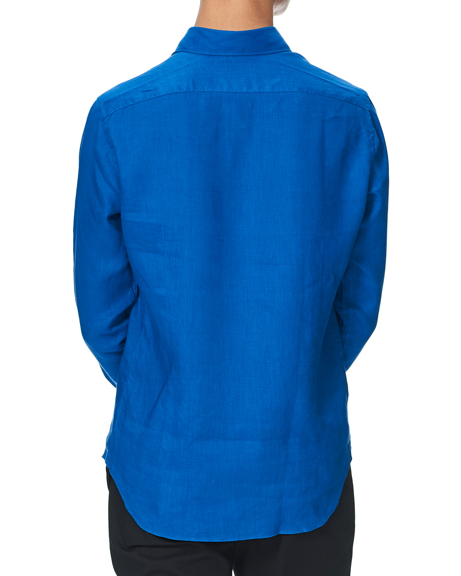 Herre | Skjorter | Kamakura Shirts | Slim Fit Linen Shirt Cobalt Blue