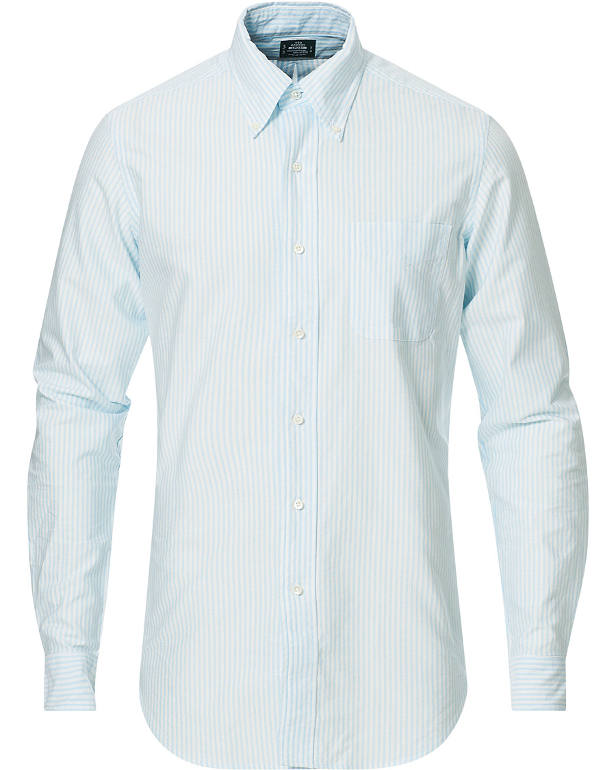 Herre | Skjorter | Kamakura Shirts | Slim Fit Oxford BD Sport Shirt Light Blue Stripe