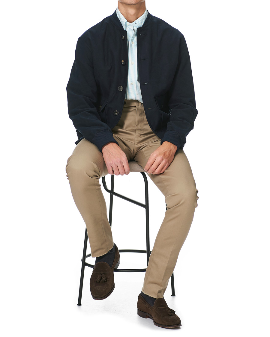 Herre | Skjorter | Kamakura Shirts | Slim Fit Oxford BD Sport Shirt Light Blue Stripe