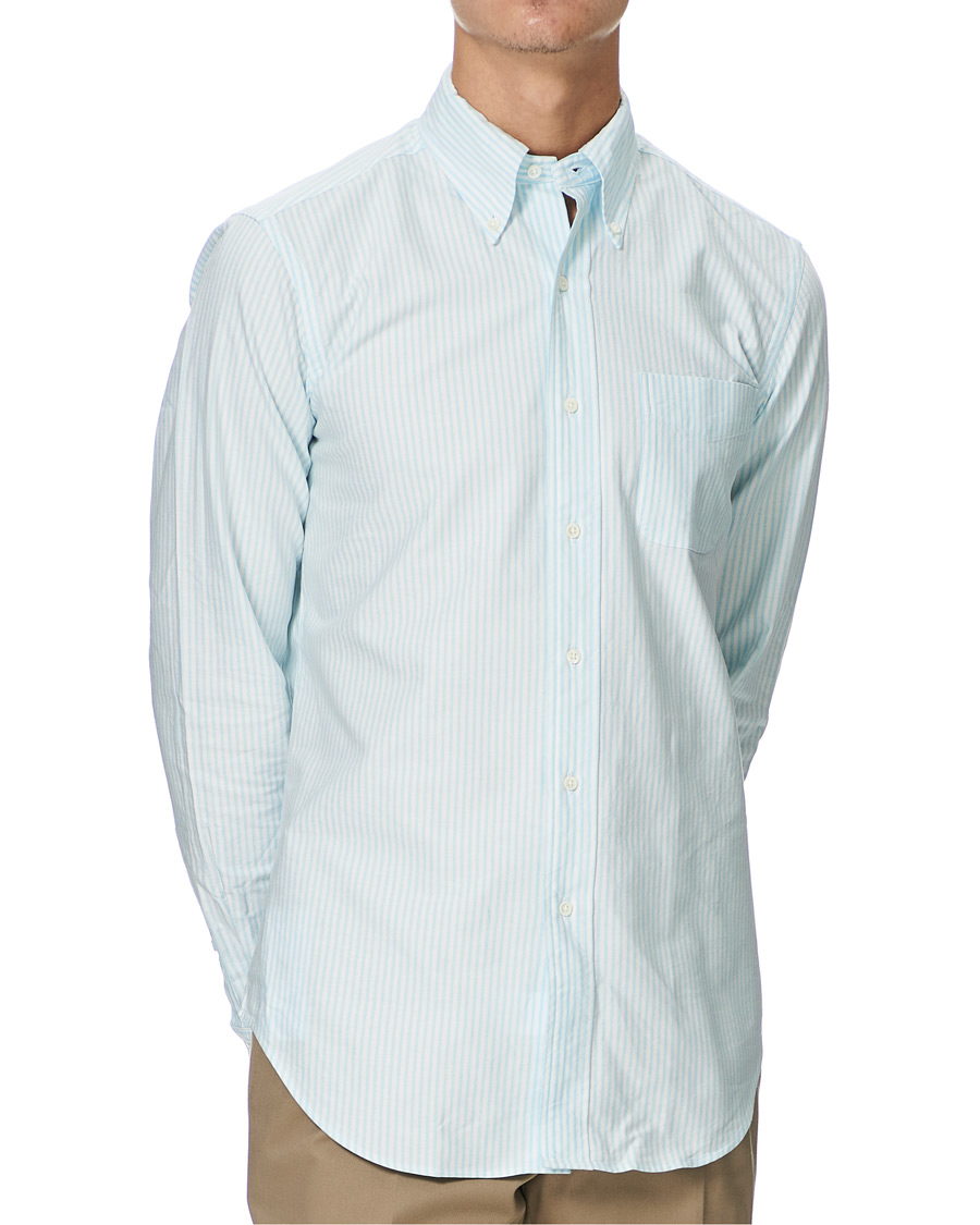 Herre | Skjorter | Kamakura Shirts | Slim Fit Oxford BD Sport Shirt Light Blue Stripe