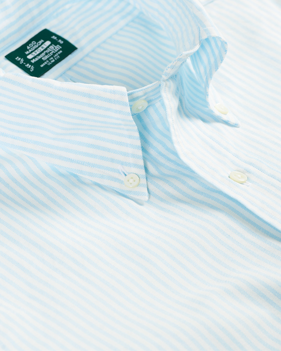 Herre | Skjorter | Kamakura Shirts | Slim Fit Oxford BD Sport Shirt Light Blue Stripe