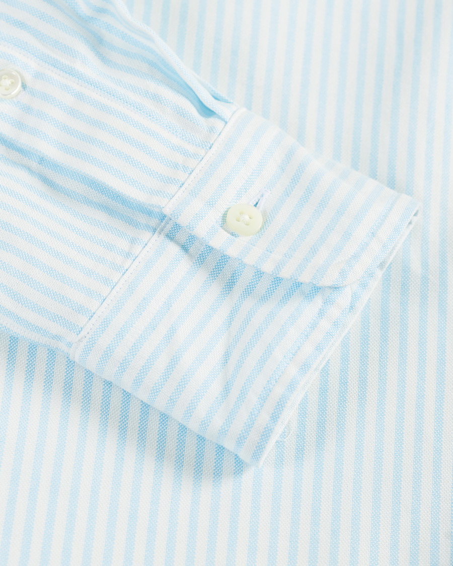 Herre | Skjorter | Kamakura Shirts | Slim Fit Oxford BD Sport Shirt Light Blue Stripe