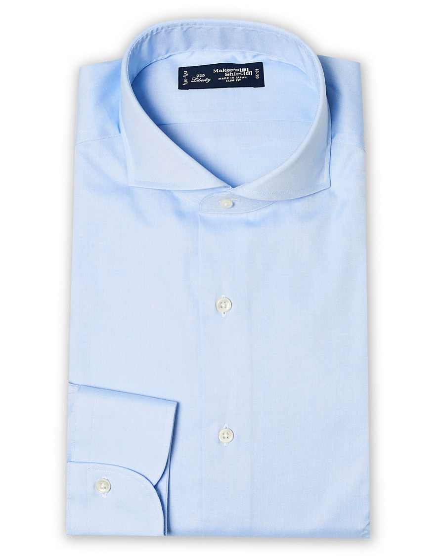 Herre | Businessskjorter | Kamakura Shirts | Slim Fit Pinpoint Oxford Cutaway Shirt Sky Blue
