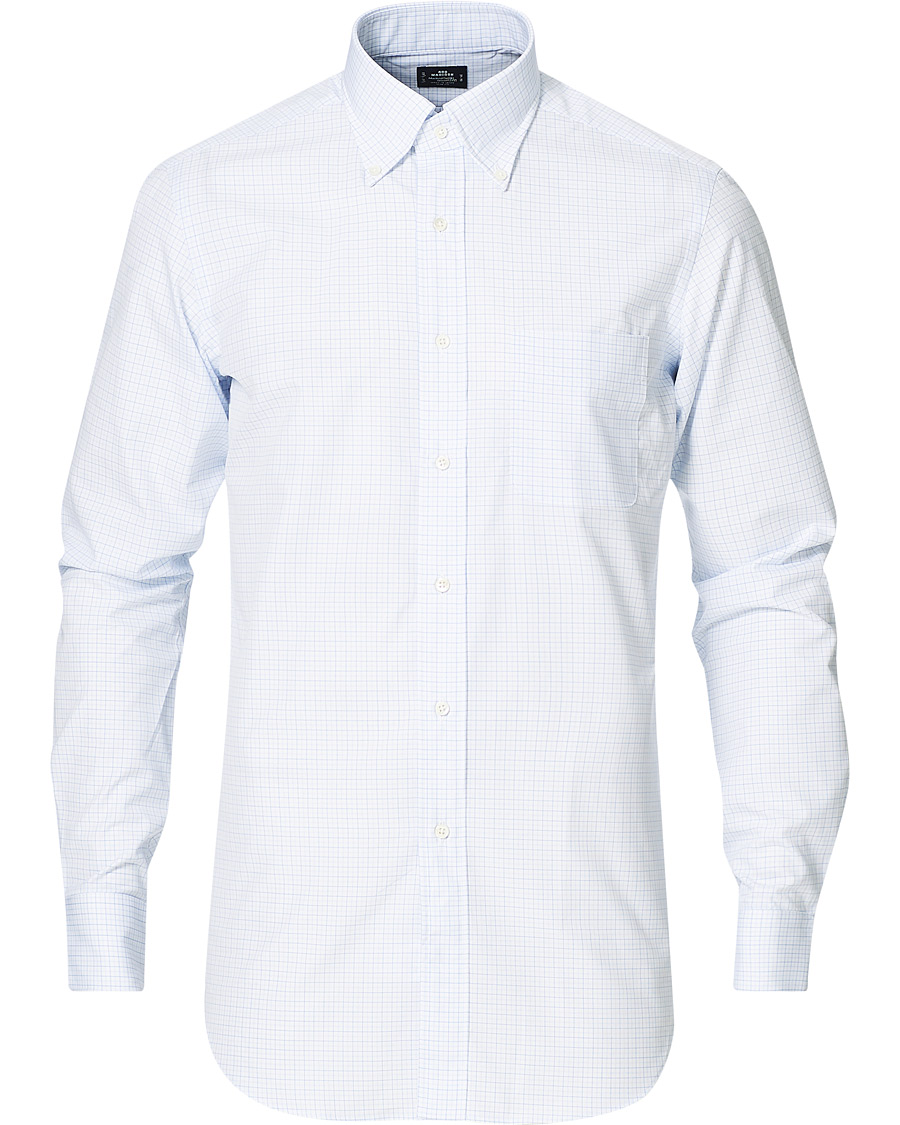 Herre | Skjorter | Kamakura Shirts | Slim Fit Broadcloth Button Down Shirt Light Blue