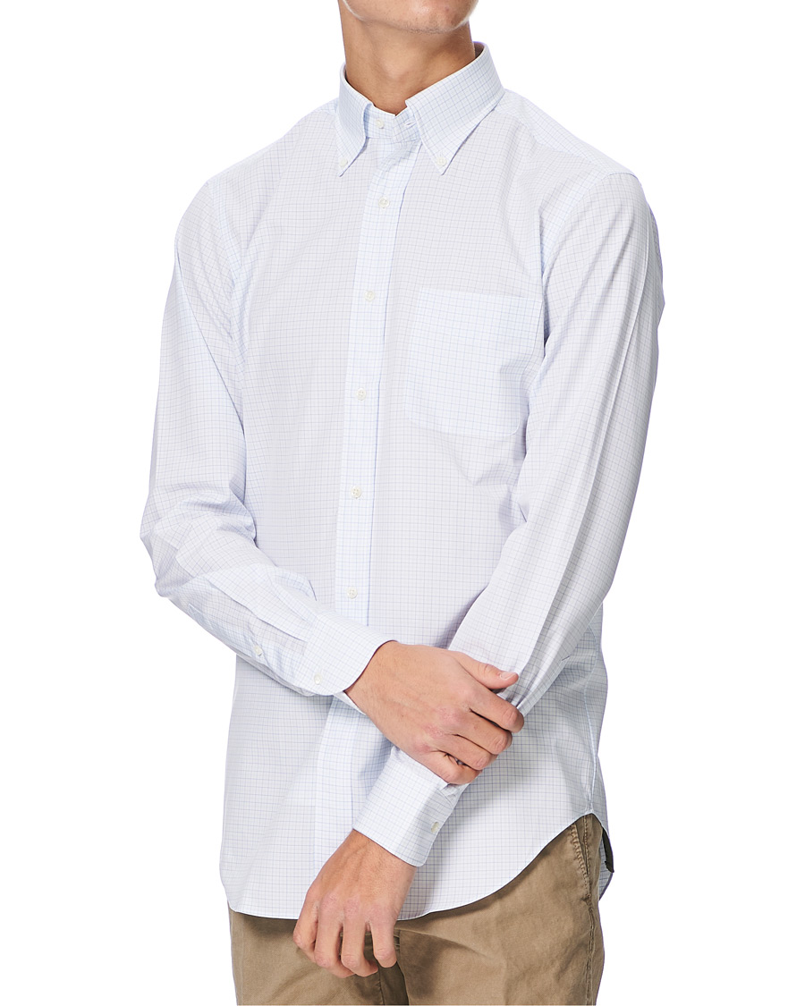 Herre | Skjorter | Kamakura Shirts | Slim Fit Broadcloth Button Down Shirt Light Blue