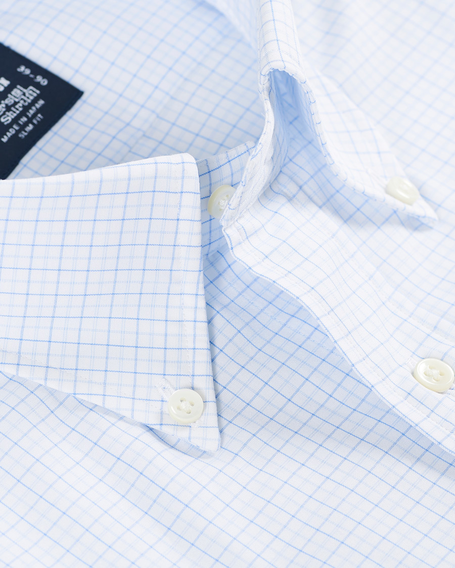 Herre | Skjorter | Kamakura Shirts | Slim Fit Broadcloth Button Down Shirt Light Blue