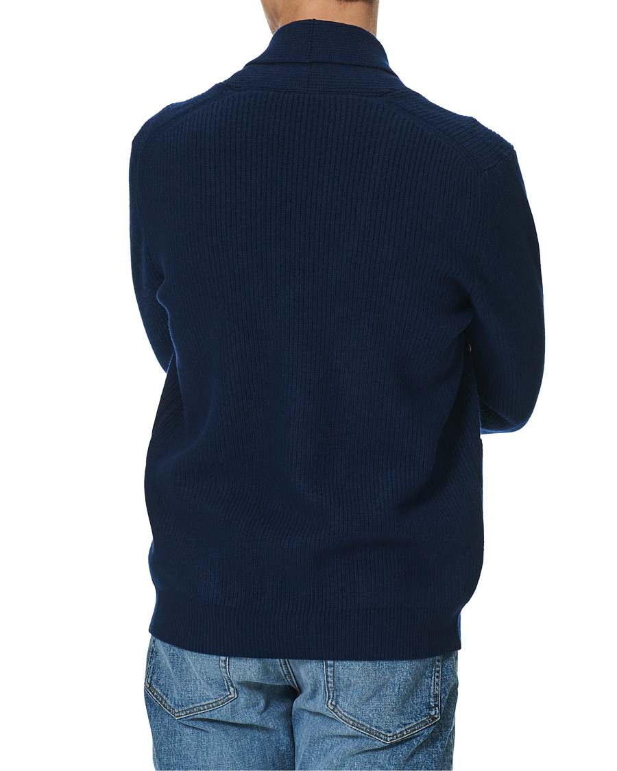 Herre | Trøjer | Sunspel | Wool/Cashmere Shawl Neck Cardigan Dark Navy Melange