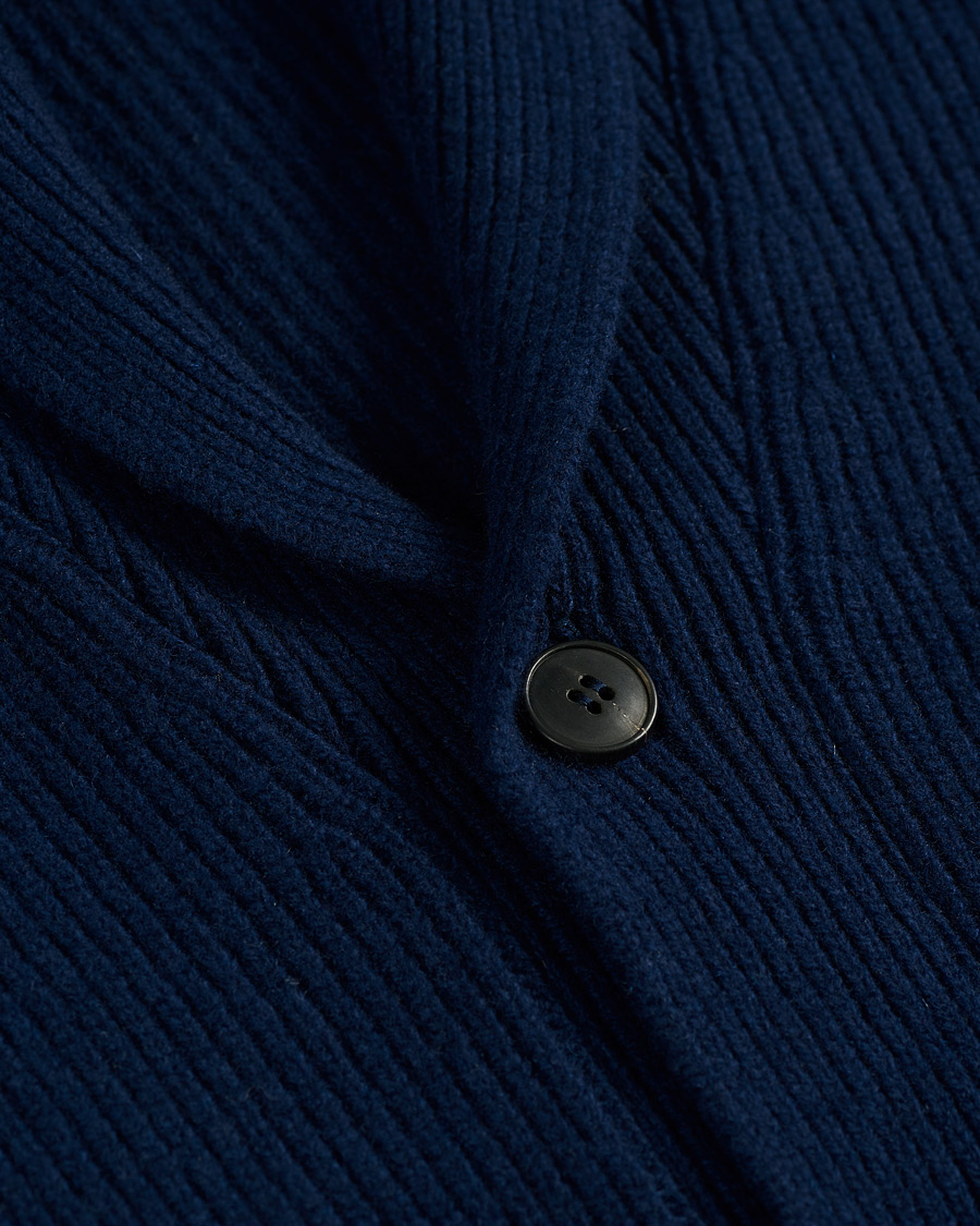 Herre | Trøjer | Sunspel | Wool/Cashmere Shawl Neck Cardigan Dark Navy Melange