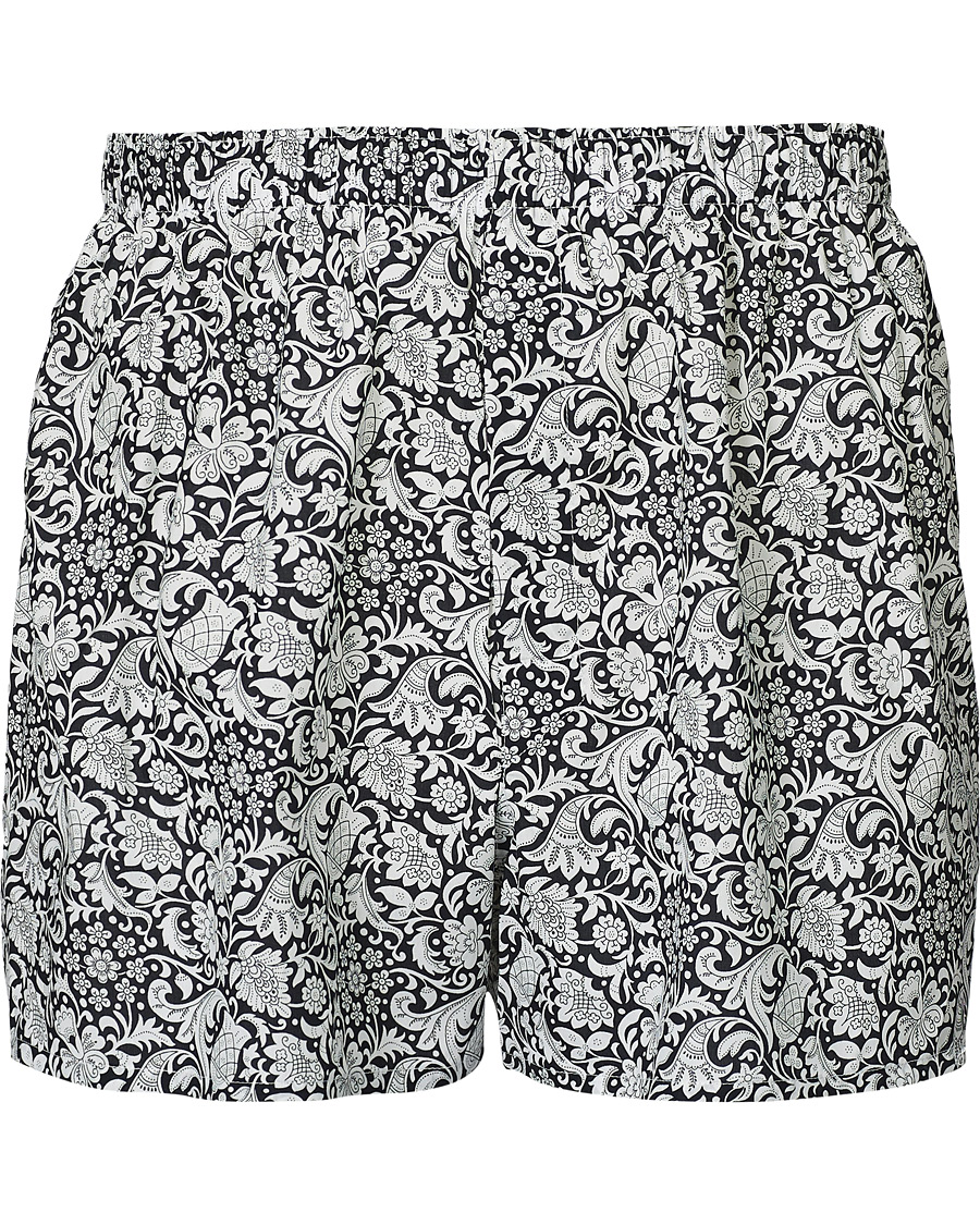 Herre | Undertøj | Sunspel | Liberty Mono Floral Printed Boxershorts Black/White