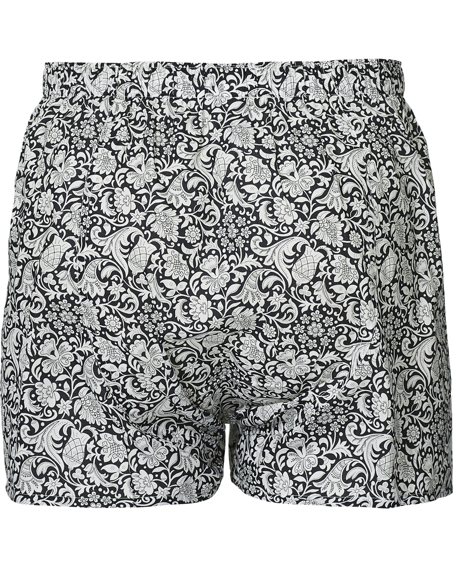 Herre | Undertøj | Sunspel | Liberty Mono Floral Printed Boxershorts Black/White