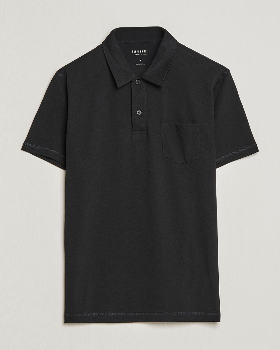 Herre | Polotrøjer | Sunspel | Active Pique Polo Black