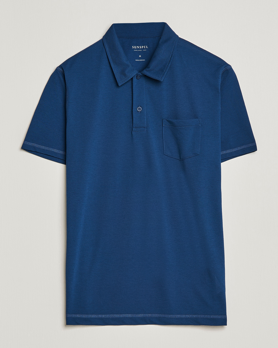 Herre | Polotrøjer | Sunspel | Active Pique Polo Navy