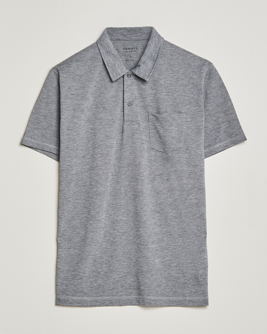 Herre | Polotrøjer | Sunspel | Active Pique Polo Grey Melange