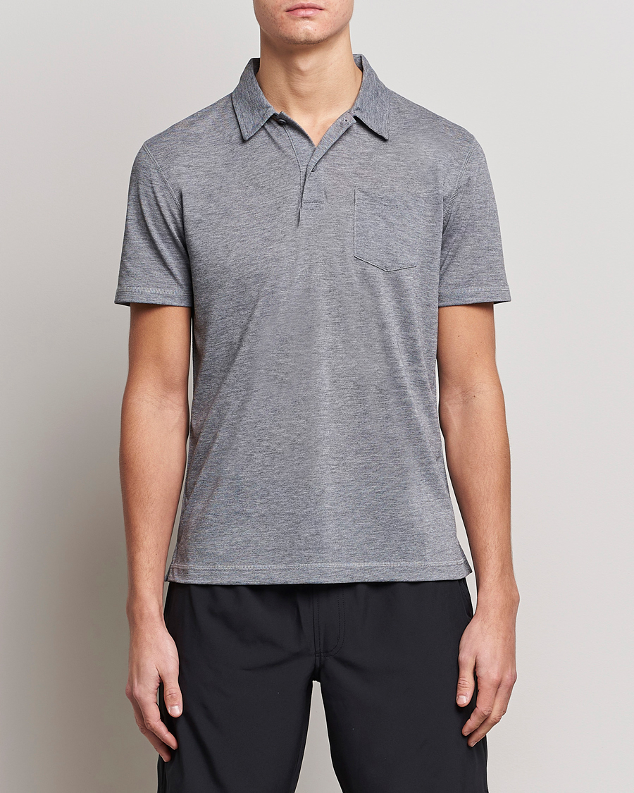 Herre | Polotrøjer | Sunspel | Active Pique Polo Grey Melange