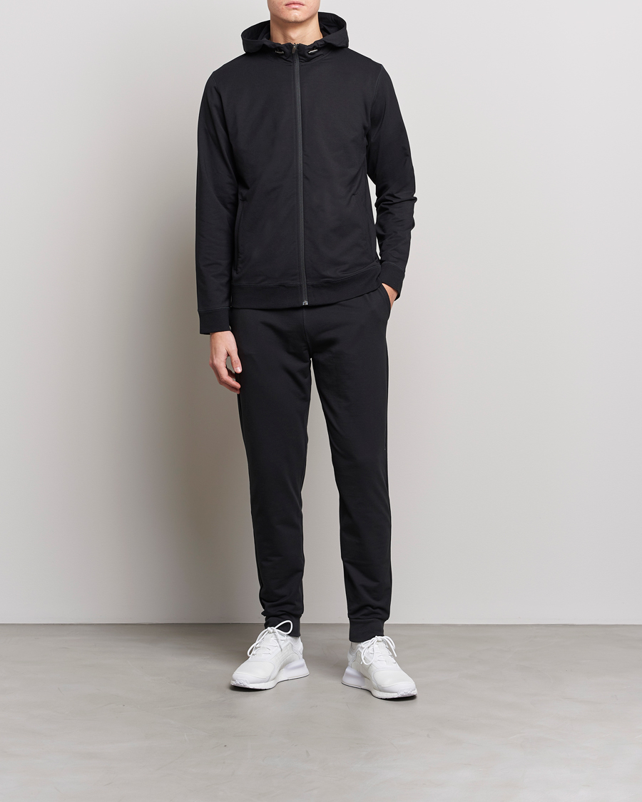 Herre | Trøjer | Sunspel | Active Full Zip Hood Black