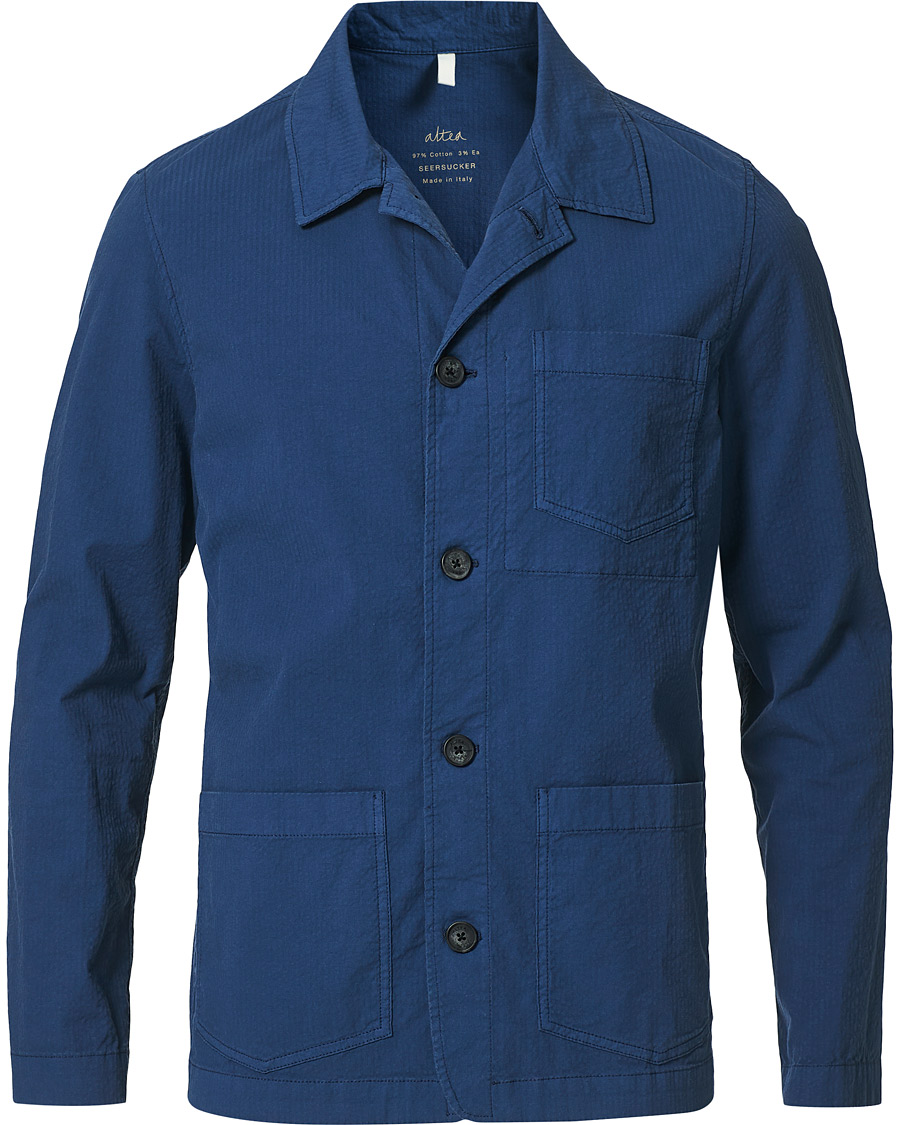 Herre | Skjorter | Altea | Seersucker Overshirt Navy