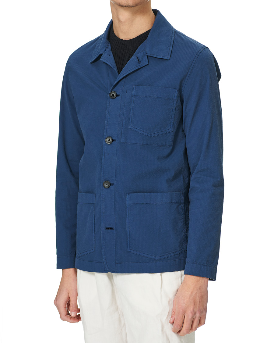Herre | Skjorter | Altea | Seersucker Overshirt Navy