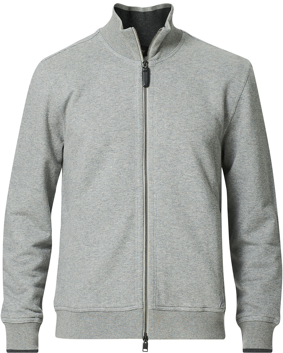 Herre | Trøjer | Brioni | French Terry Cotton Zip Sweater Light Grey