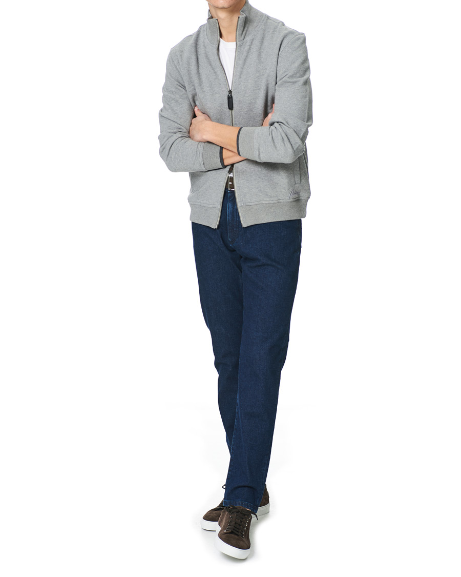 Herre | Trøjer | Brioni | French Terry Cotton Zip Sweater Light Grey