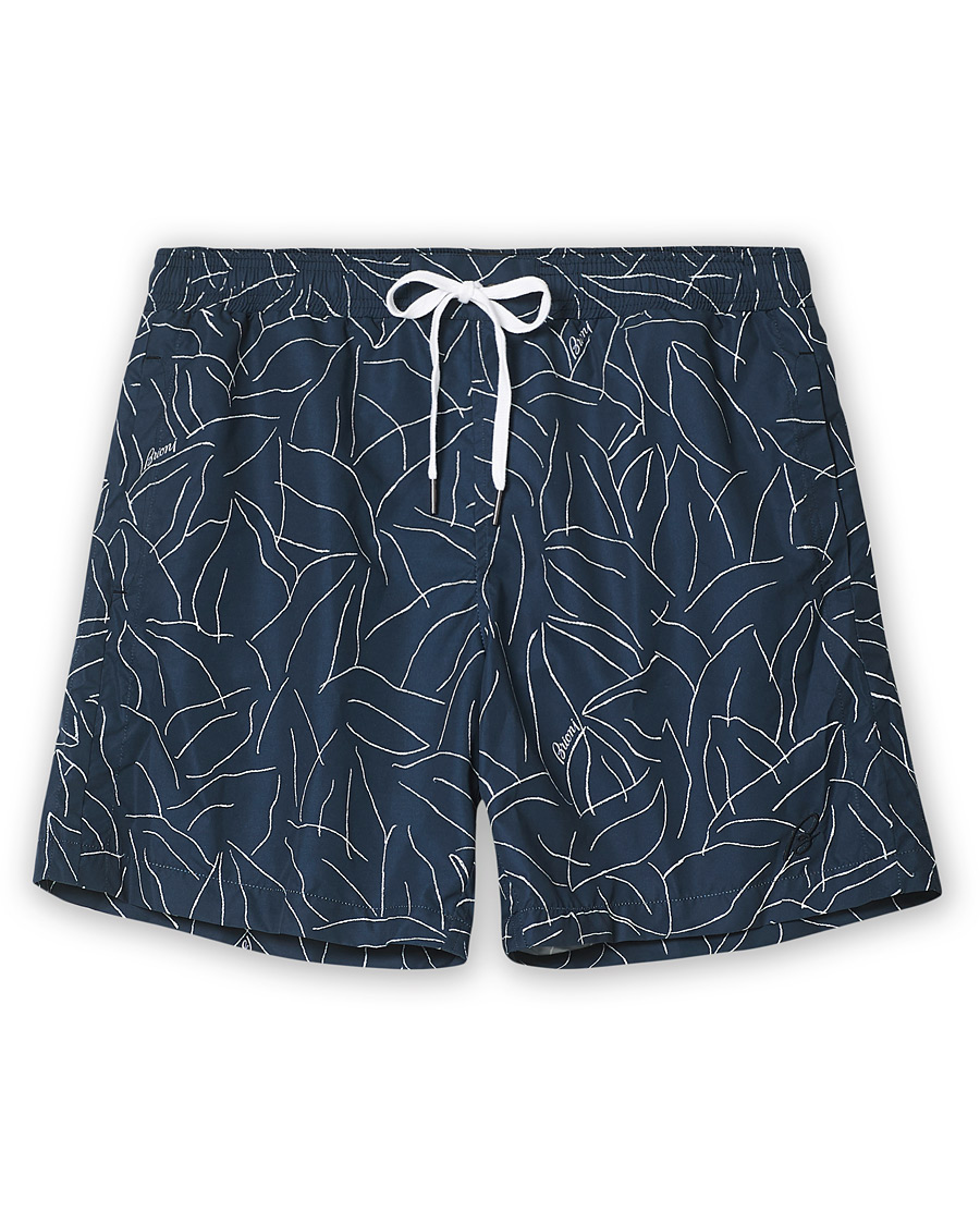Herre | Badebukser | Brioni | Foliage Print Swim Trunks Navy