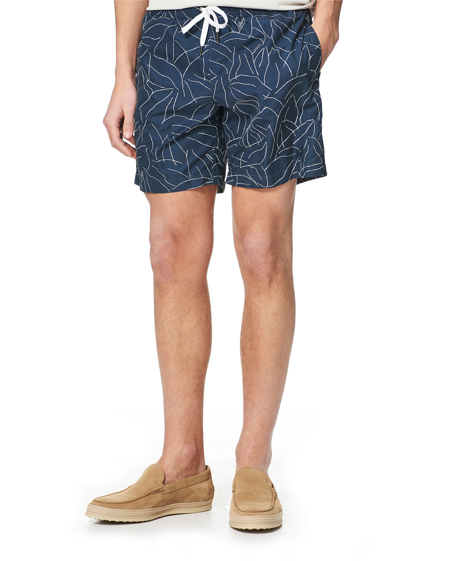 Herre | Badebukser | Brioni | Foliage Print Swim Trunks Navy