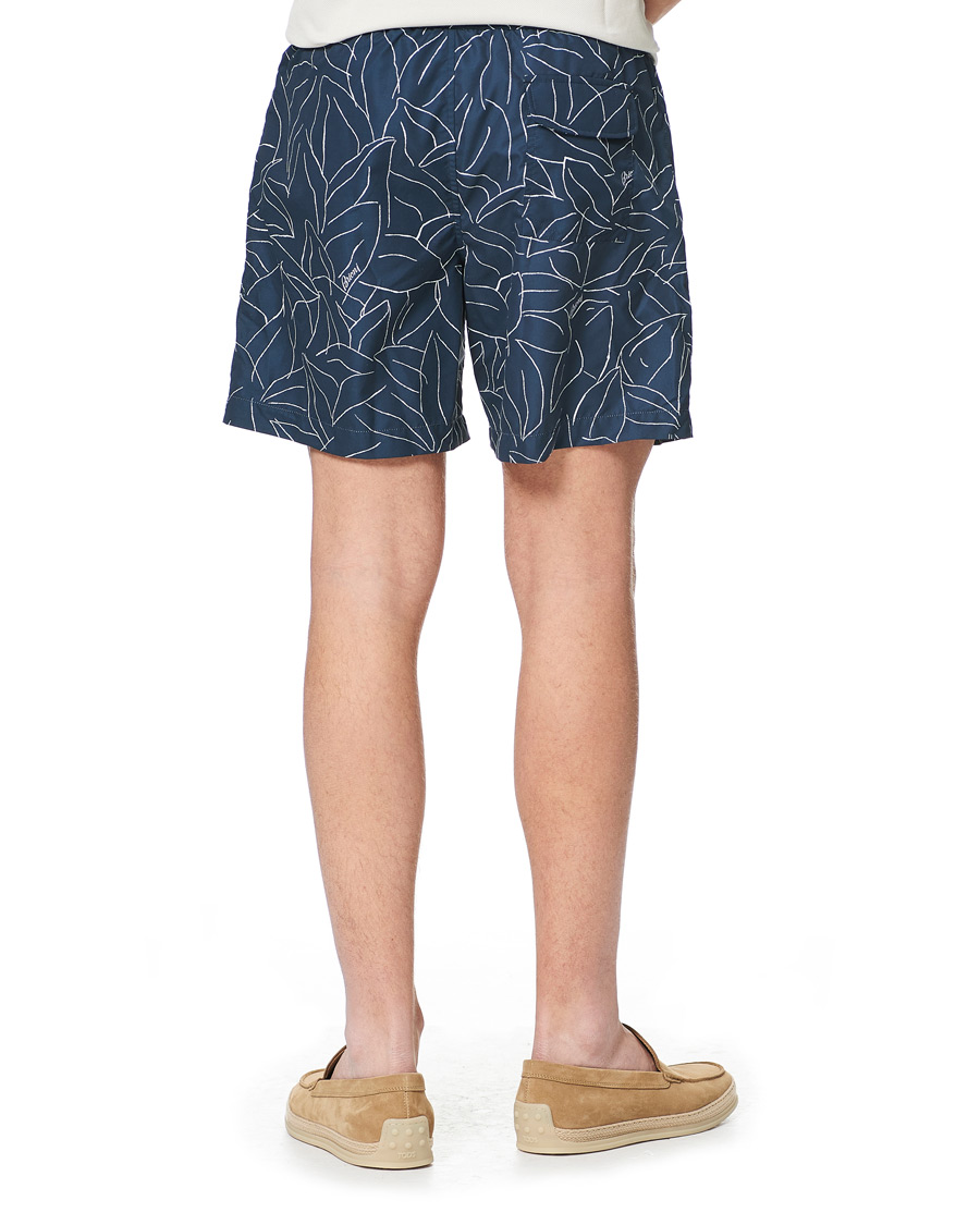 Herre | Badebukser | Brioni | Foliage Print Swim Trunks Navy