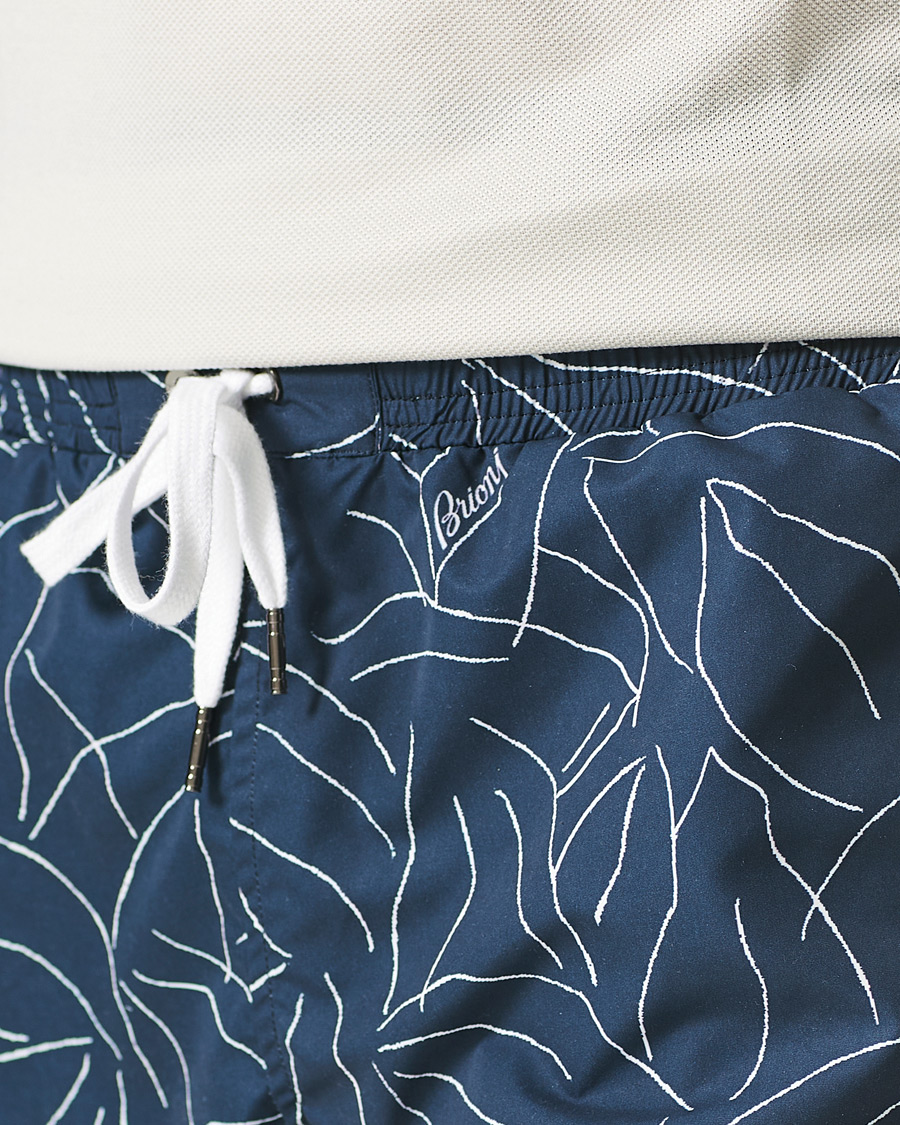 Herre | Badebukser | Brioni | Foliage Print Swim Trunks Navy