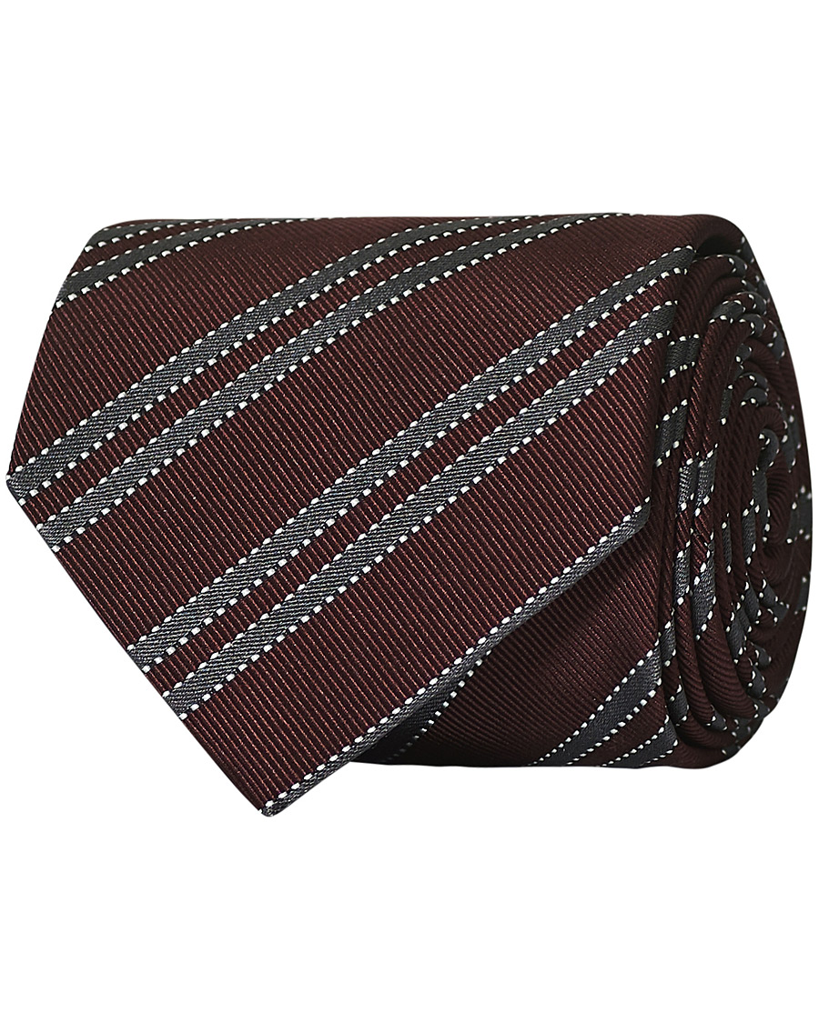 Herre | Brioni Regimental Stripe Silk Tie Burgundy 8 cm | Brioni | Regimental Stripe Silk Tie Burgundy 8 cm